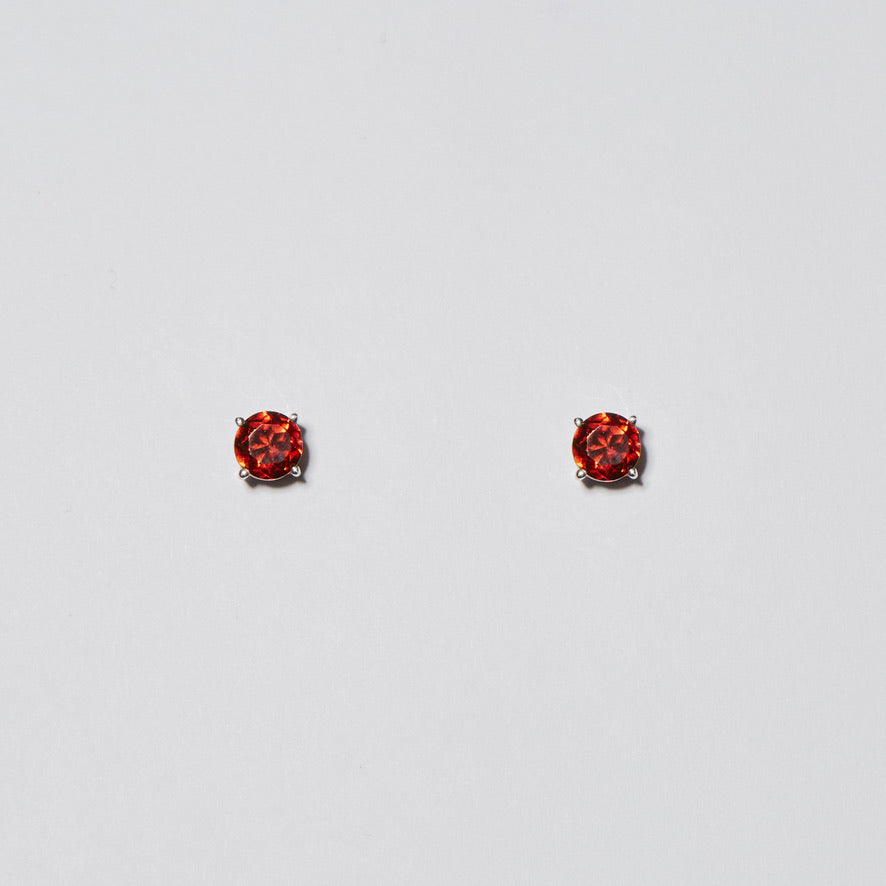 Garnet Round Prong Sterling Studs 5mm