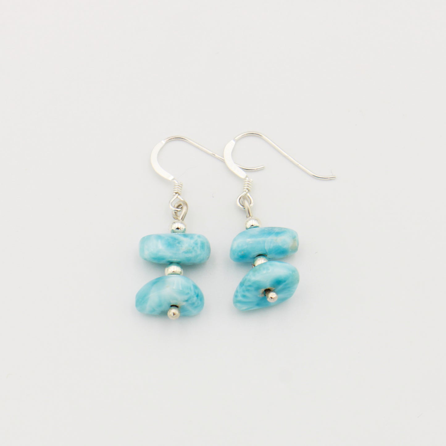 Larimar Double Tumbled Sterling Earrings