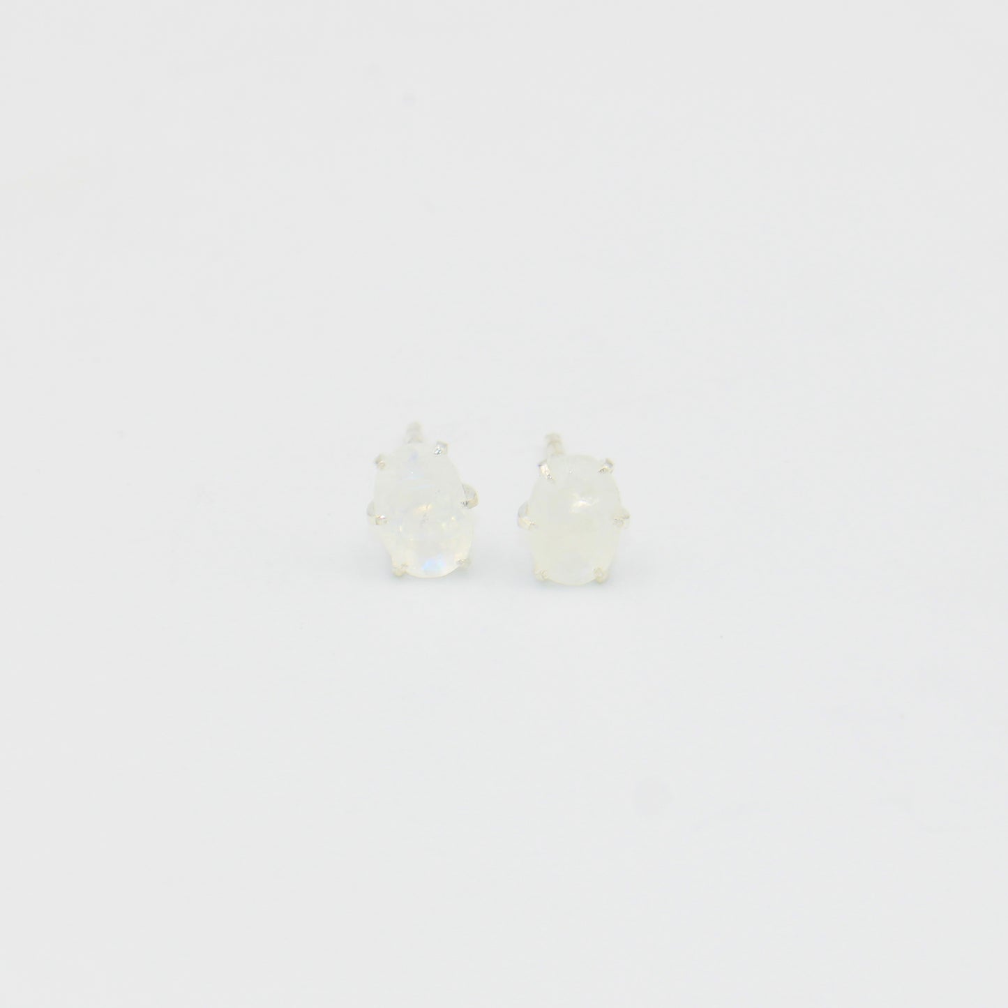 Moonstone Oval Prong Sterling Studs