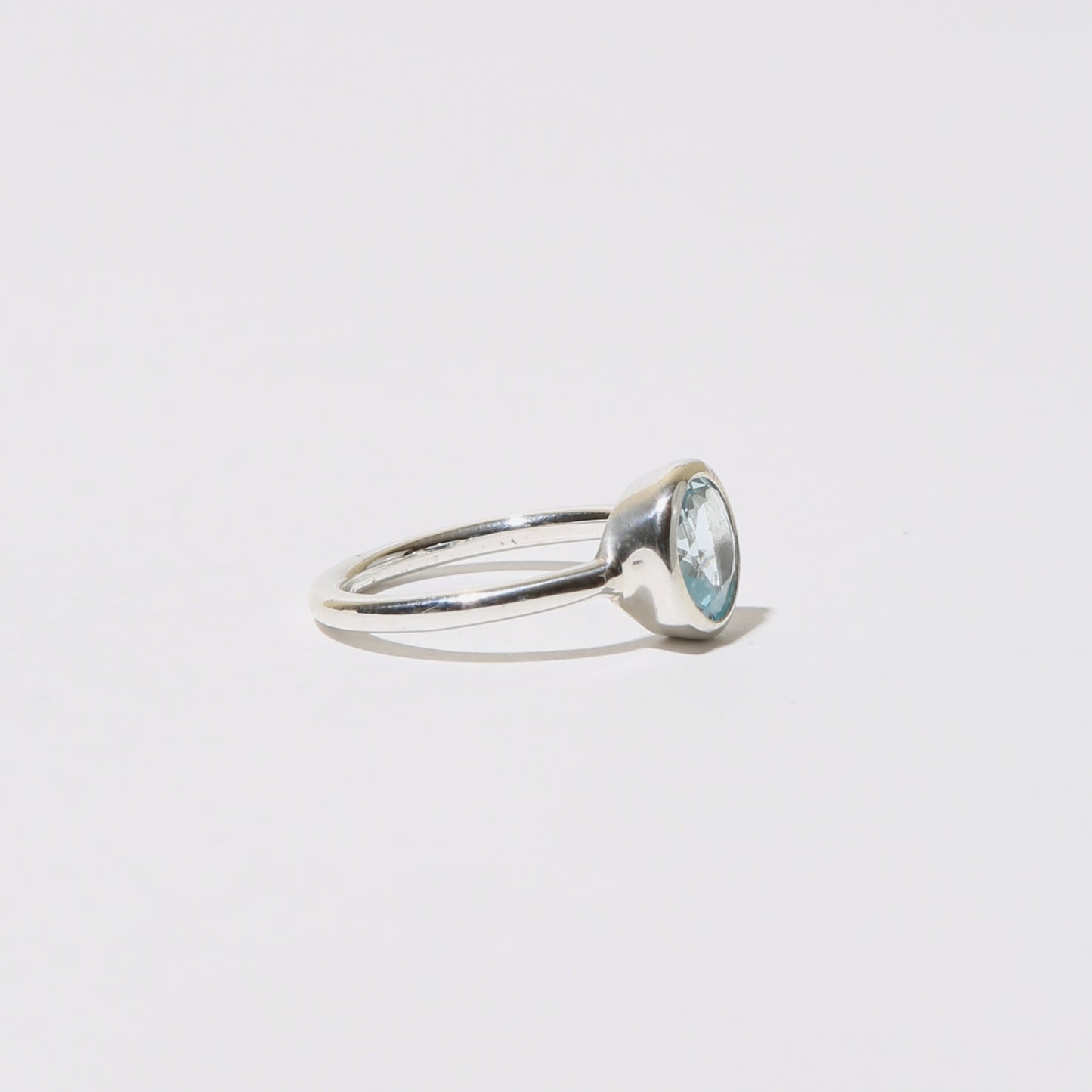 Blue Topaz Round Sterling Ring Sz 6