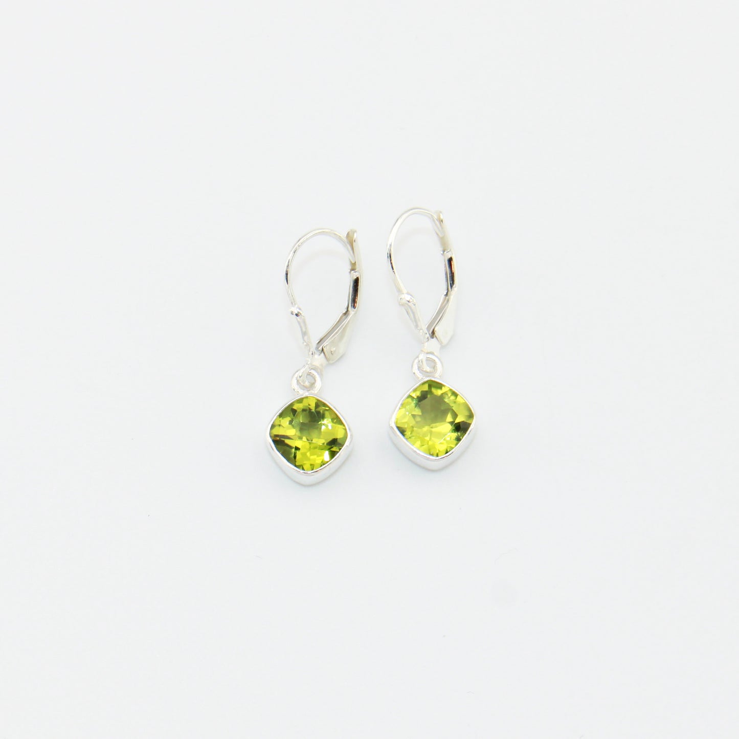 Peridot Cushion Sterling Earrings