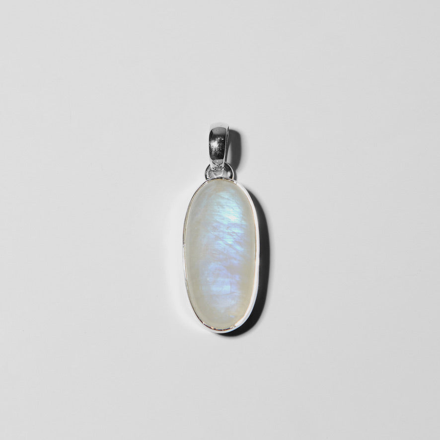 Moonstone Long Oval Sterling Pendant