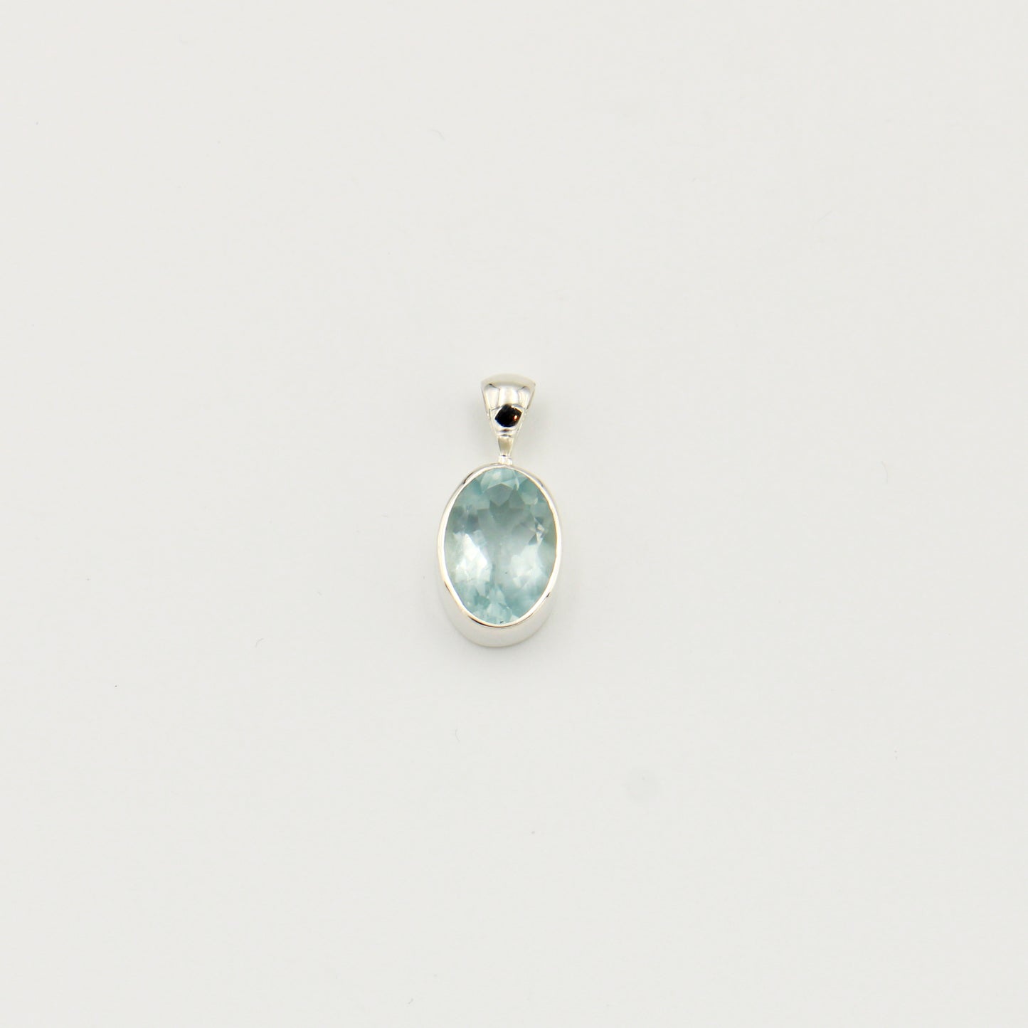 Aquamarine Oval Faceted Sterling Pendant