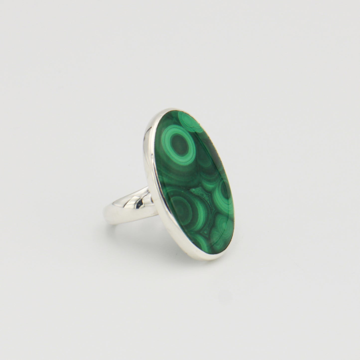 Malachite Large Oval Sterling Ring Adj