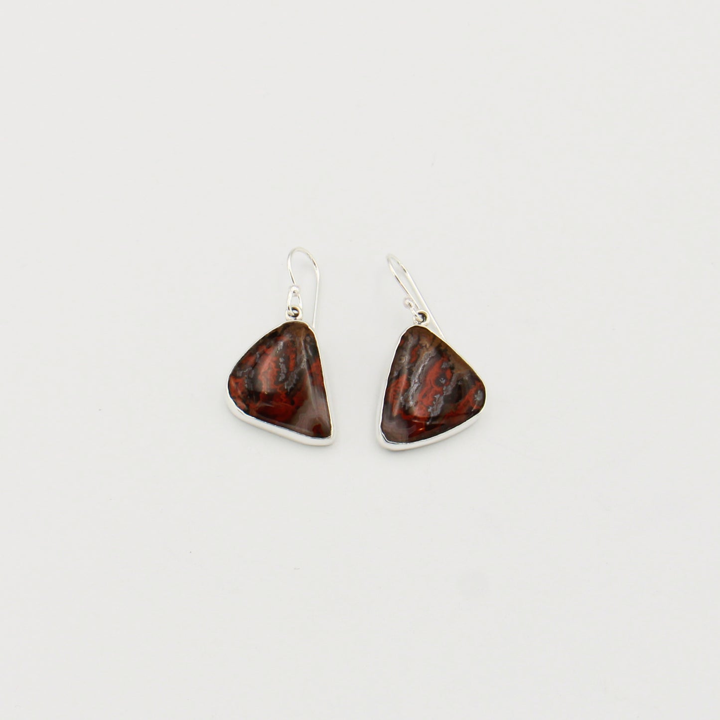 Red Agate Wedge Sterling Earrings