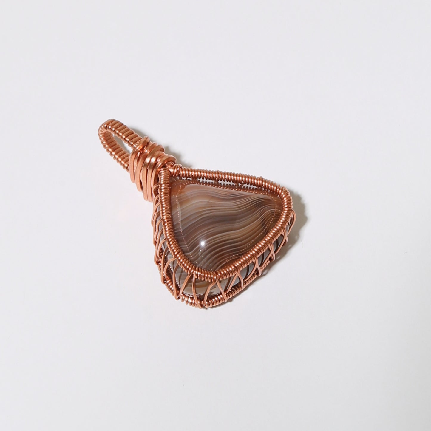 Agate Small Triangle Copper Wrapped Pendant