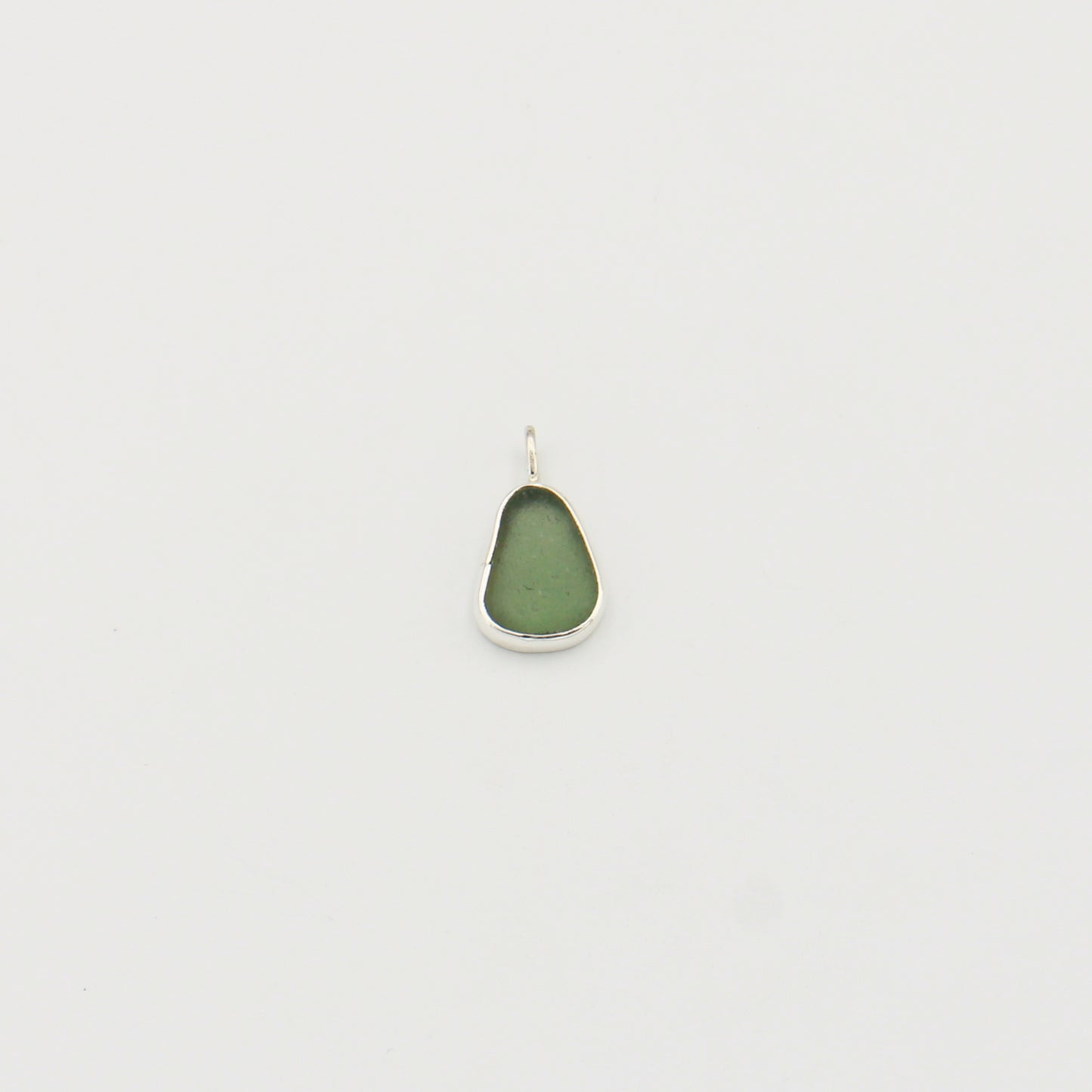 Beach Glass Ice Green Small Pear Sterling Pendant