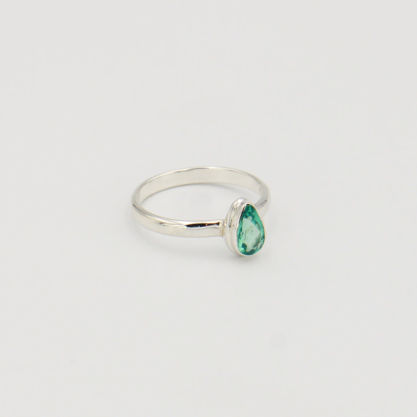 Apatite Pear Sterling Ring Sz 8