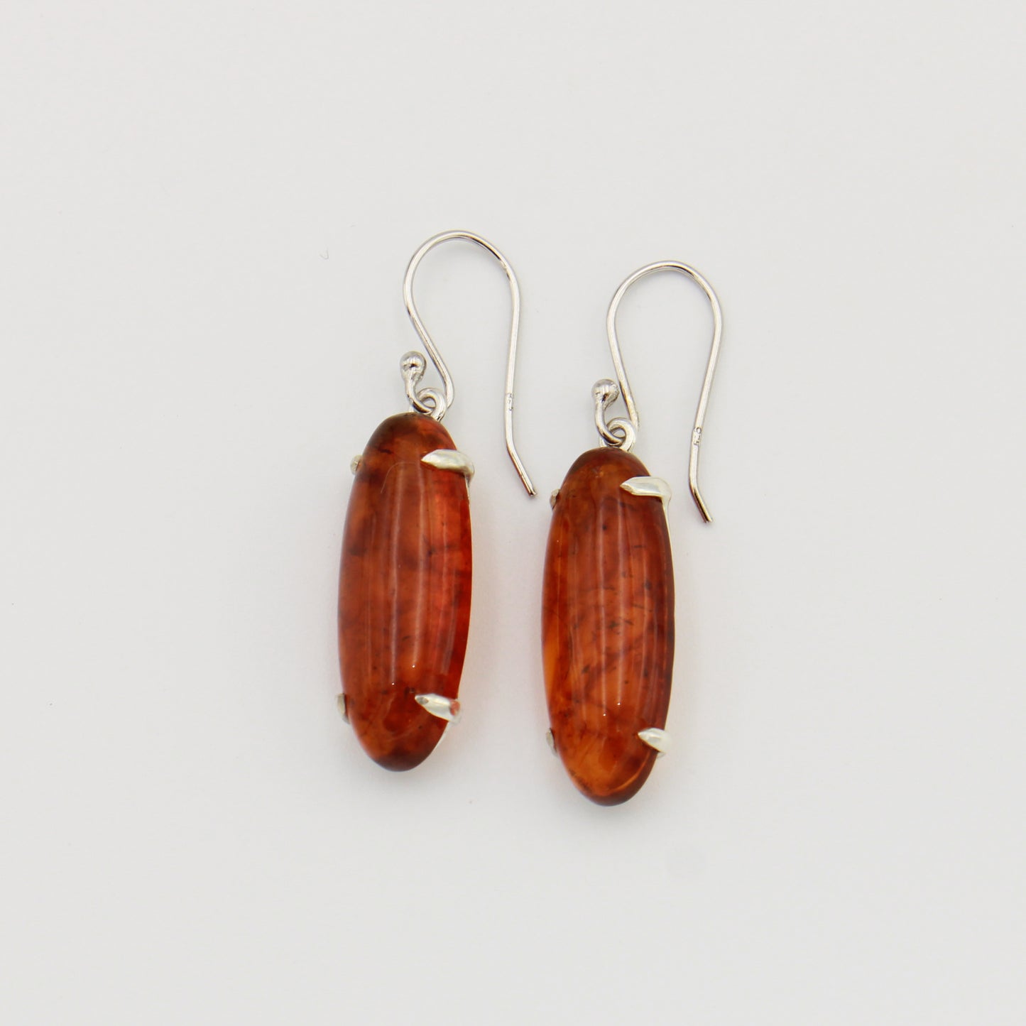 Amber Long Oval Sterling Earrings