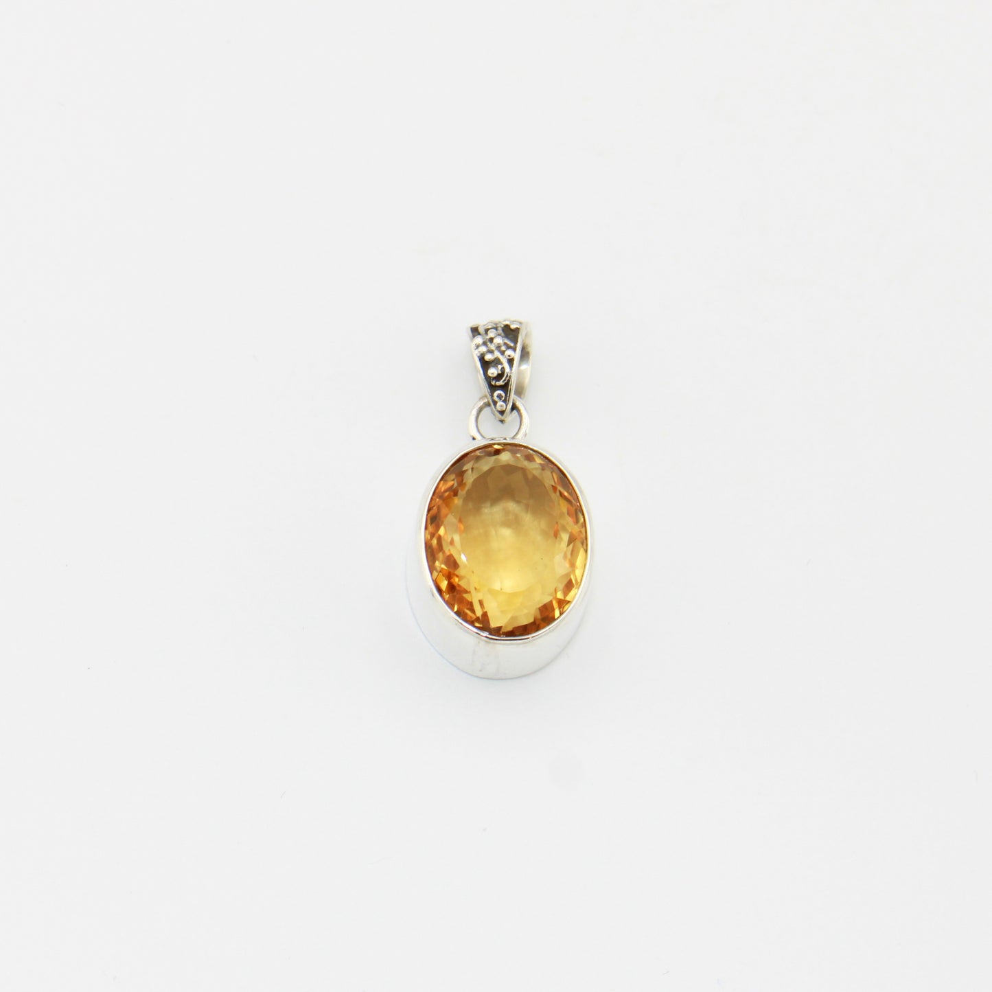 Citrine Oval Sterling Silver Pendant