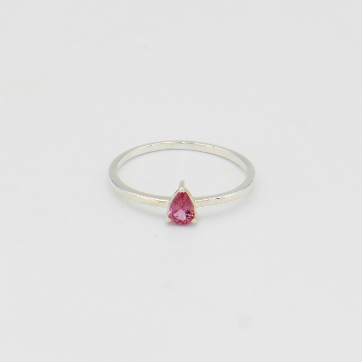 Pink Tourmaline Tiny Teardrop Sterling Ring Sz 10