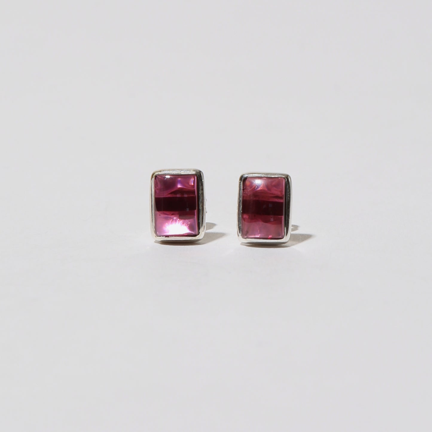 Garnet Rectangle Cab Sterling Studs