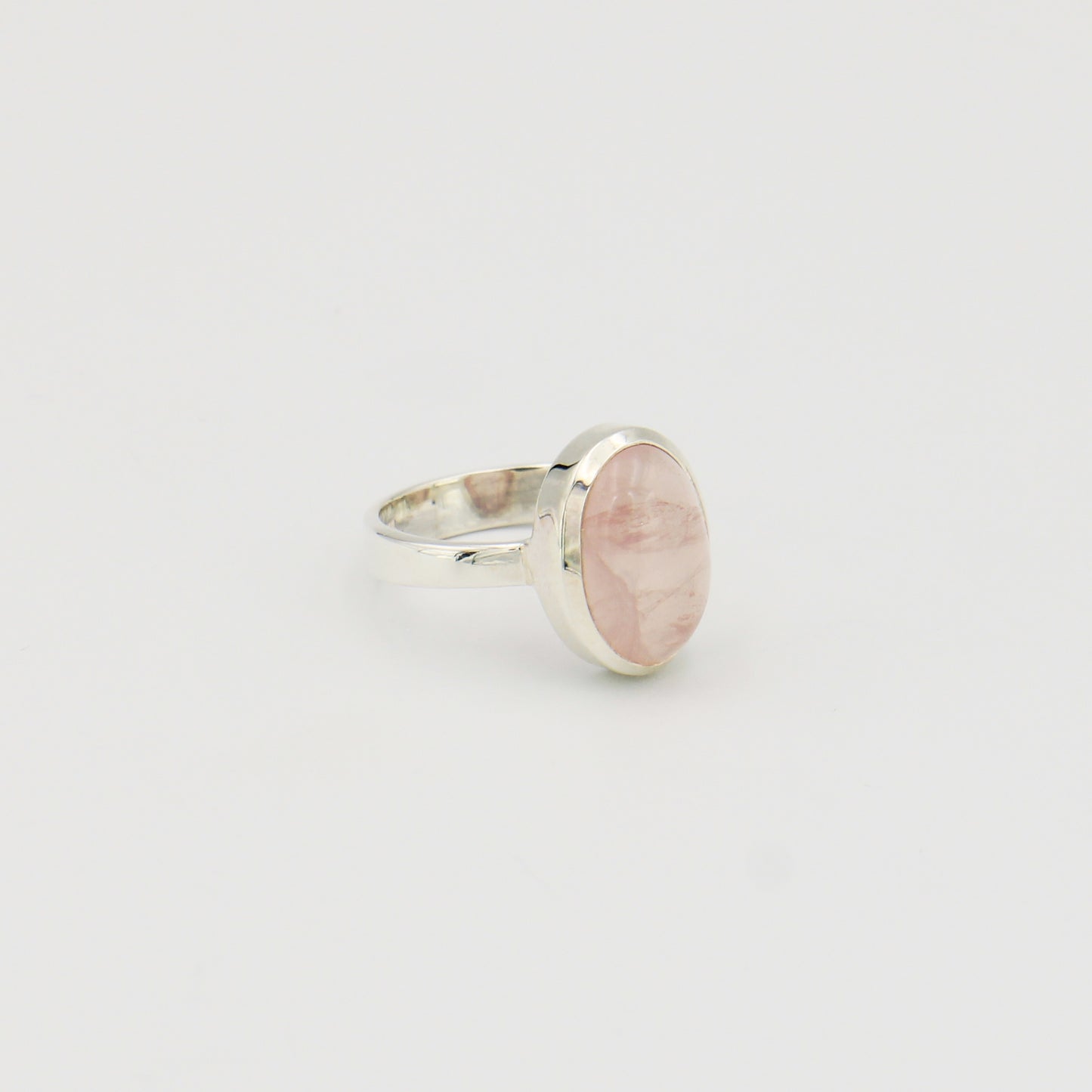 Rose Quartz Oval Sterling Ring Sz 7
