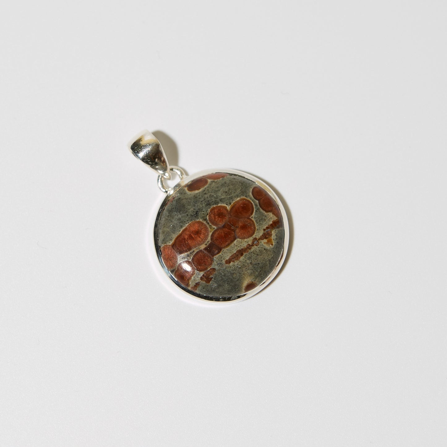 Peanut Obsidian Round Sterling Pendant