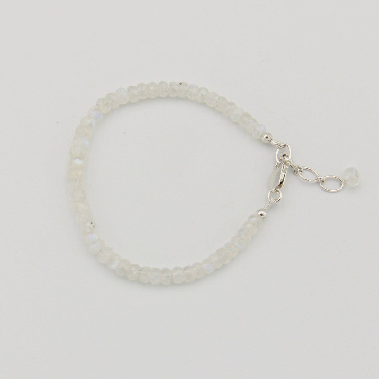 Rainbow Moonstone Beaded Sterling Bracelet