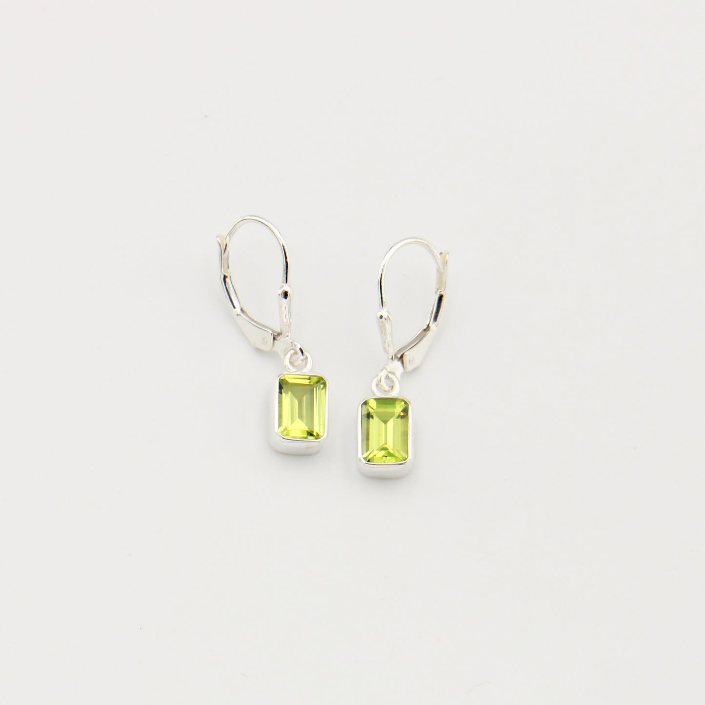Peridot Small Rectangle Sterling Earrings