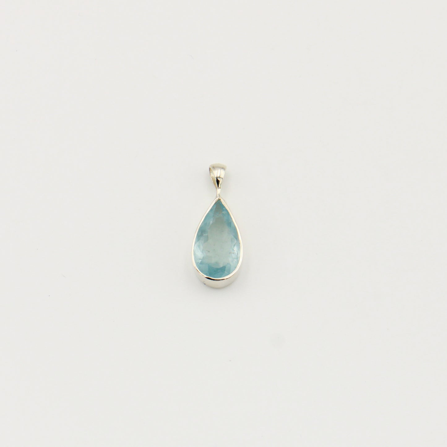 Aquamarine Teardrop Faceted Sterling Pendant