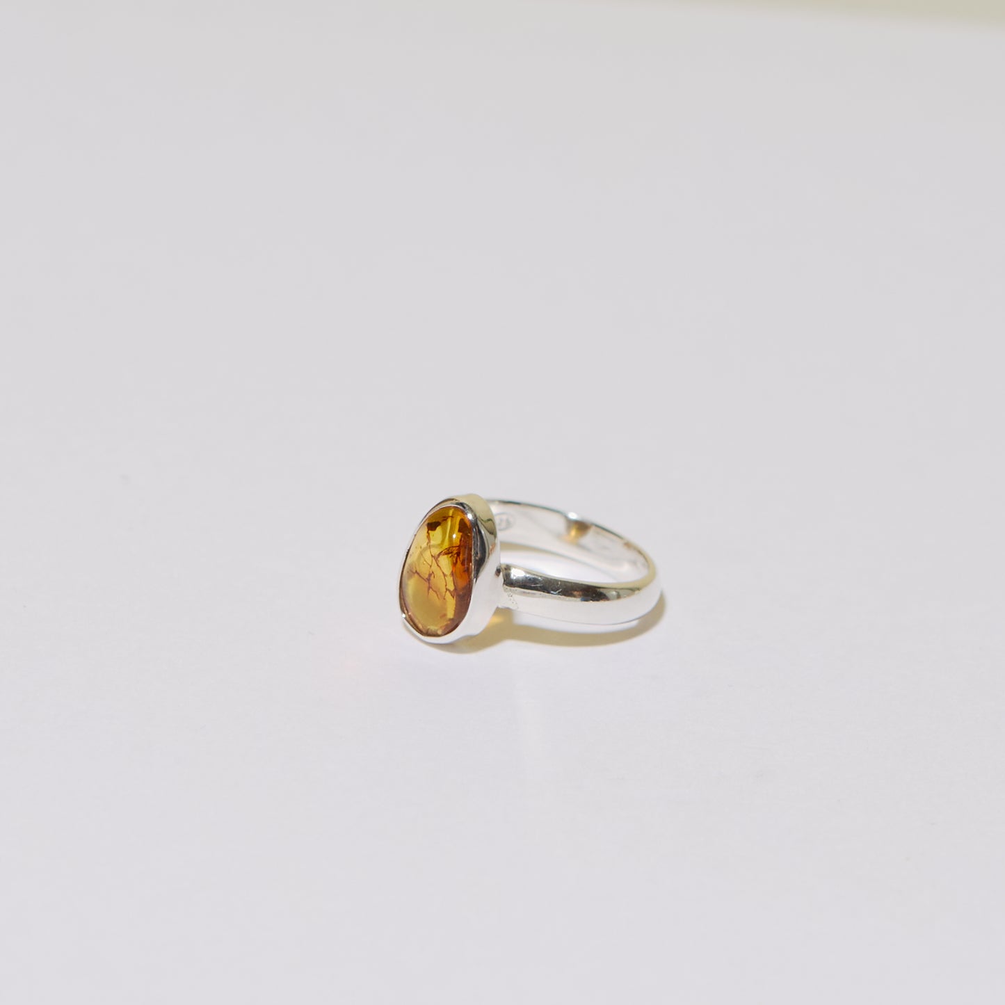 Baltic Amber Ovoid Sterling Ring Sz 6
