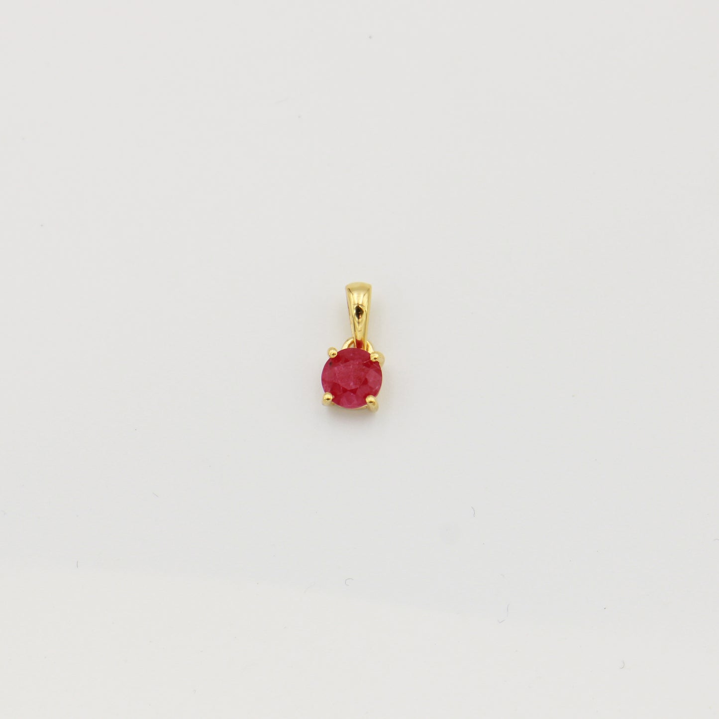 Tiny Round Ruby Sterling GP Pendant