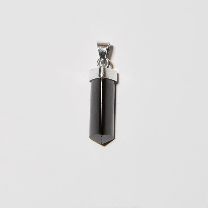 Black Tourmaline Point Sterling Pendant