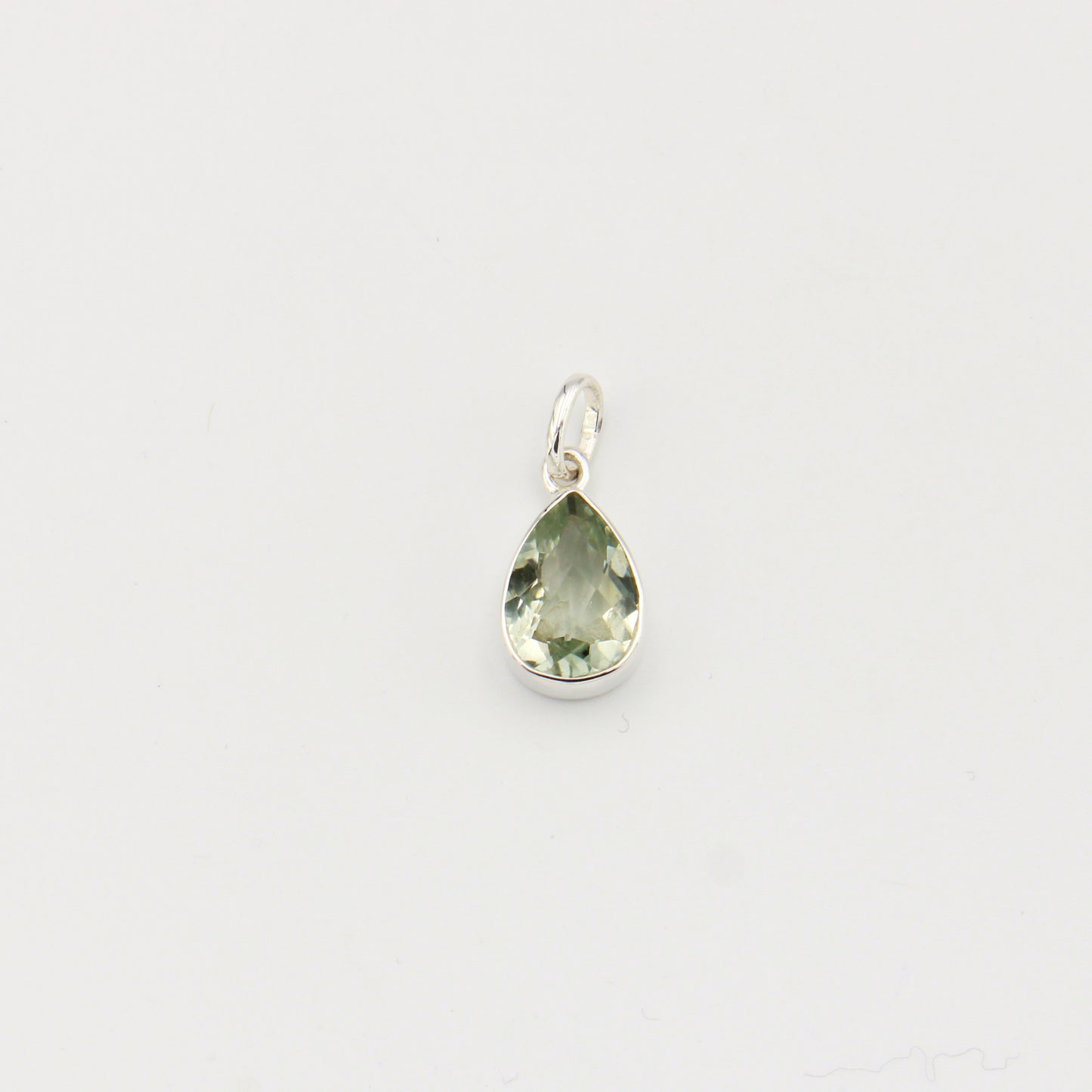 Green Amethyst Pear Sterling Pendant
