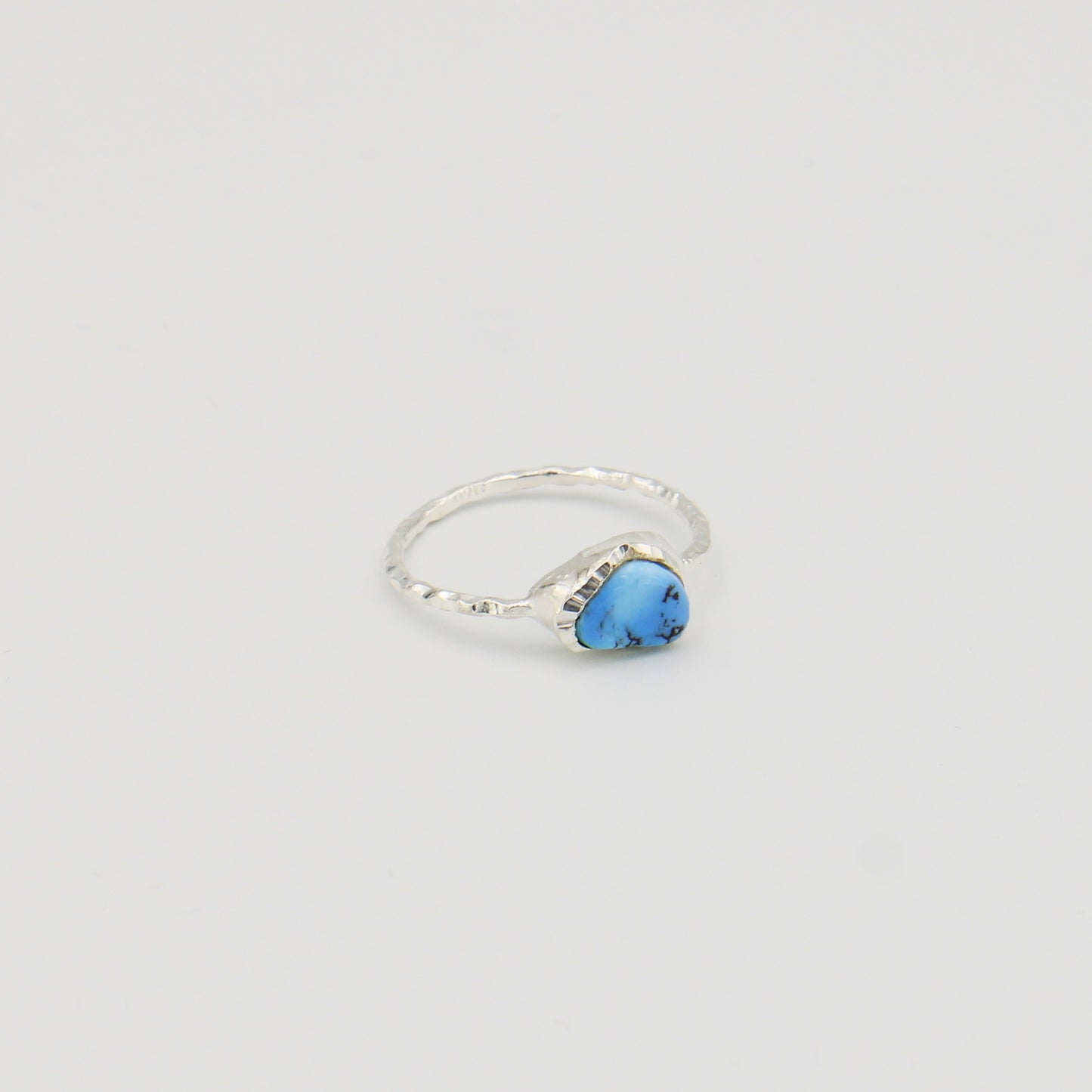 Turquoise Sterling Hammered Ring 9