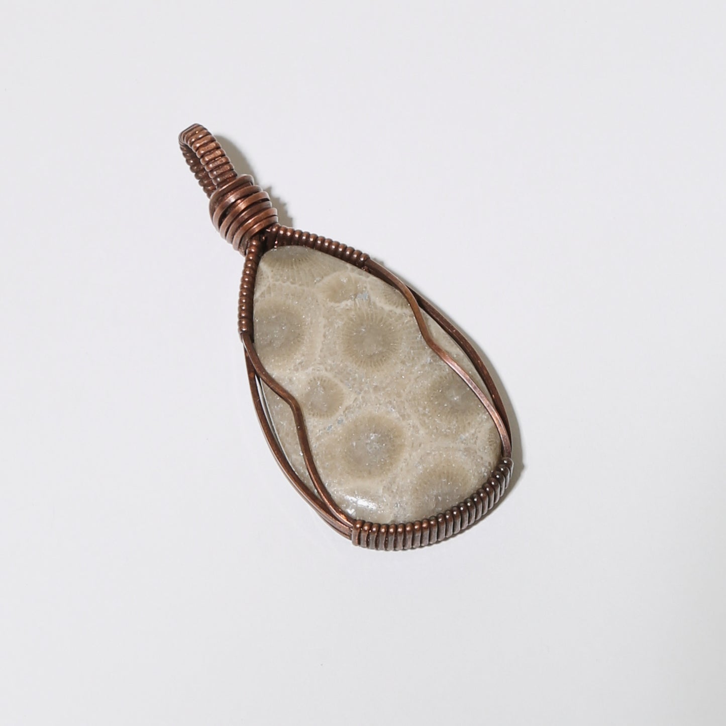 Petoskey Pear Copper Wrapped Pendant