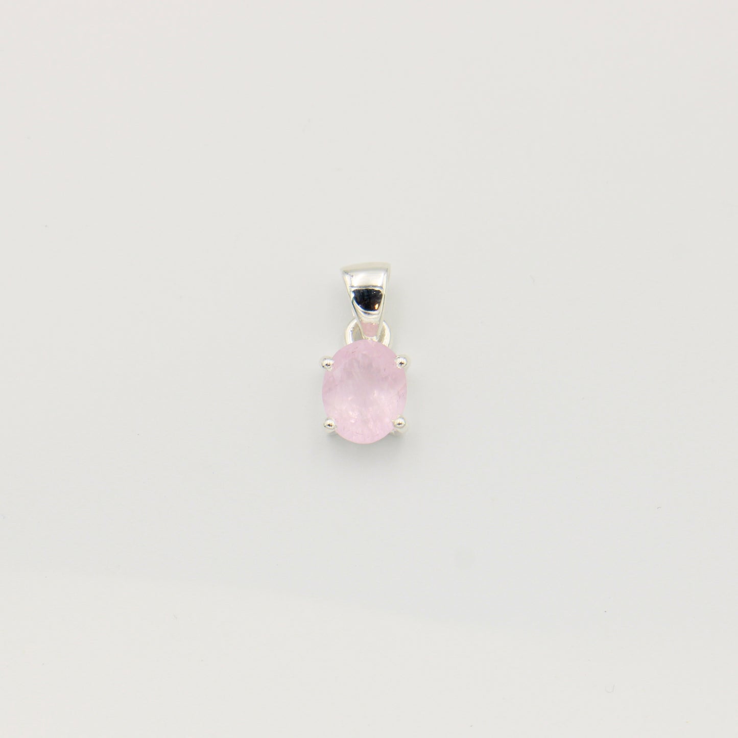 Morganite Small Oval Sterling Prong Pendant