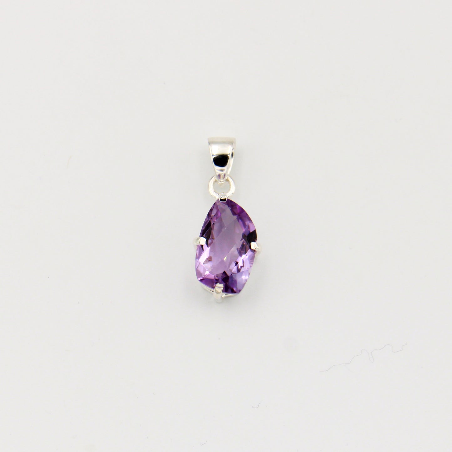 Amethyst Faceted Leaf Sterling Pendant