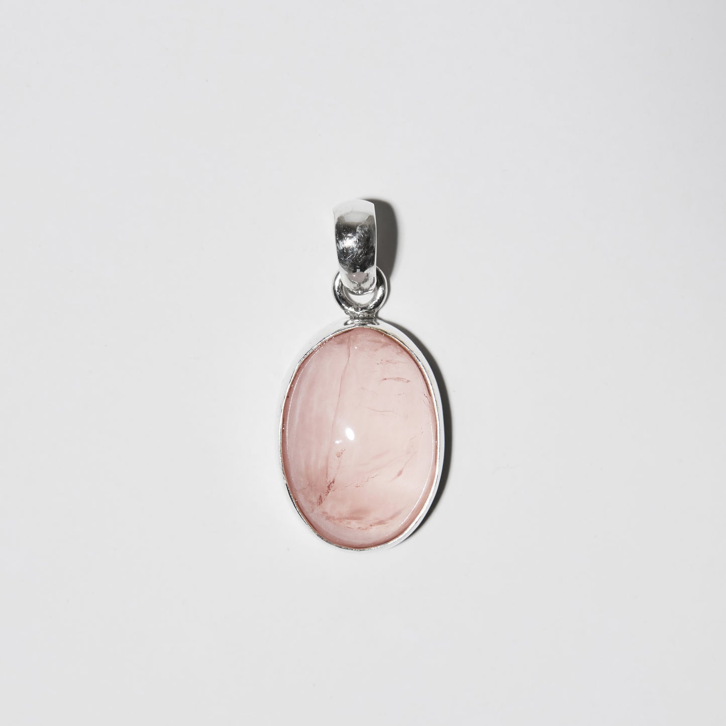 Rose Quartz Oval Sterling Pendant : 210000018946