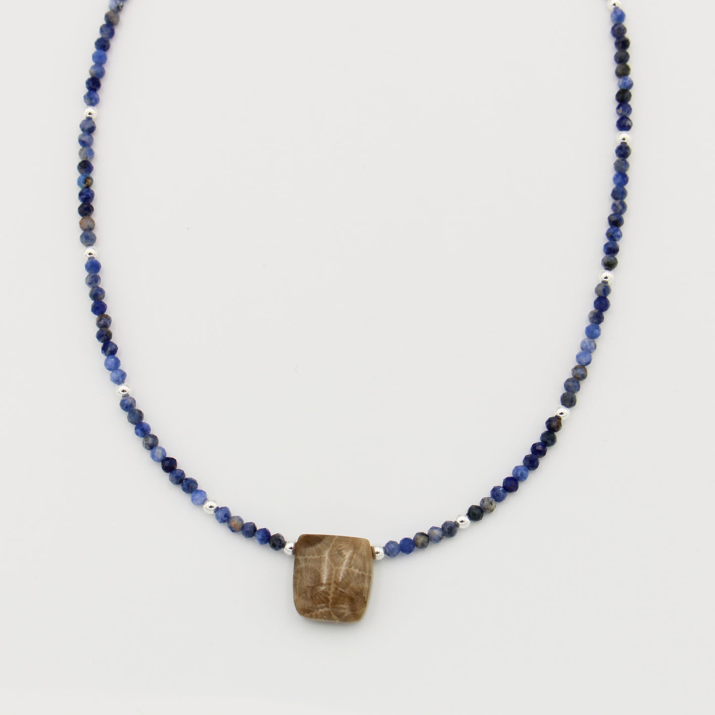 Petoskey Square Beaded Sterling Necklace