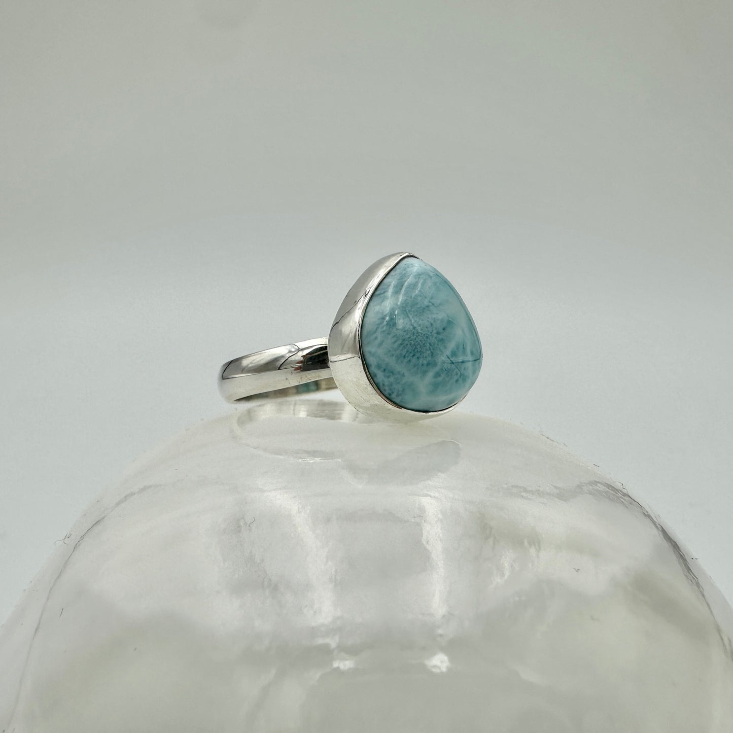 Larimar Pear Sterling Ring Sz 9