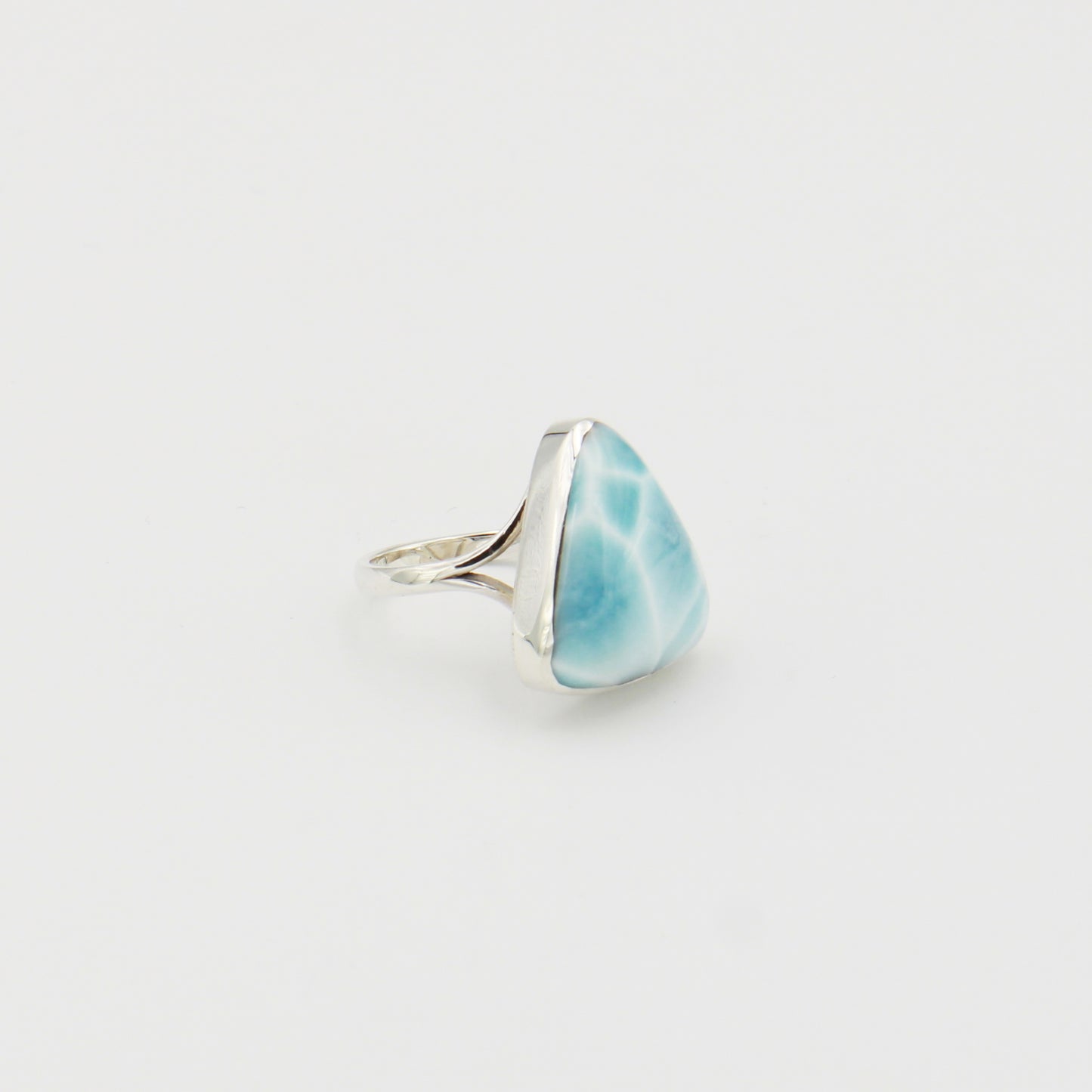 Larimar Triangle Split Shank Sterling Ring Sz 5.5