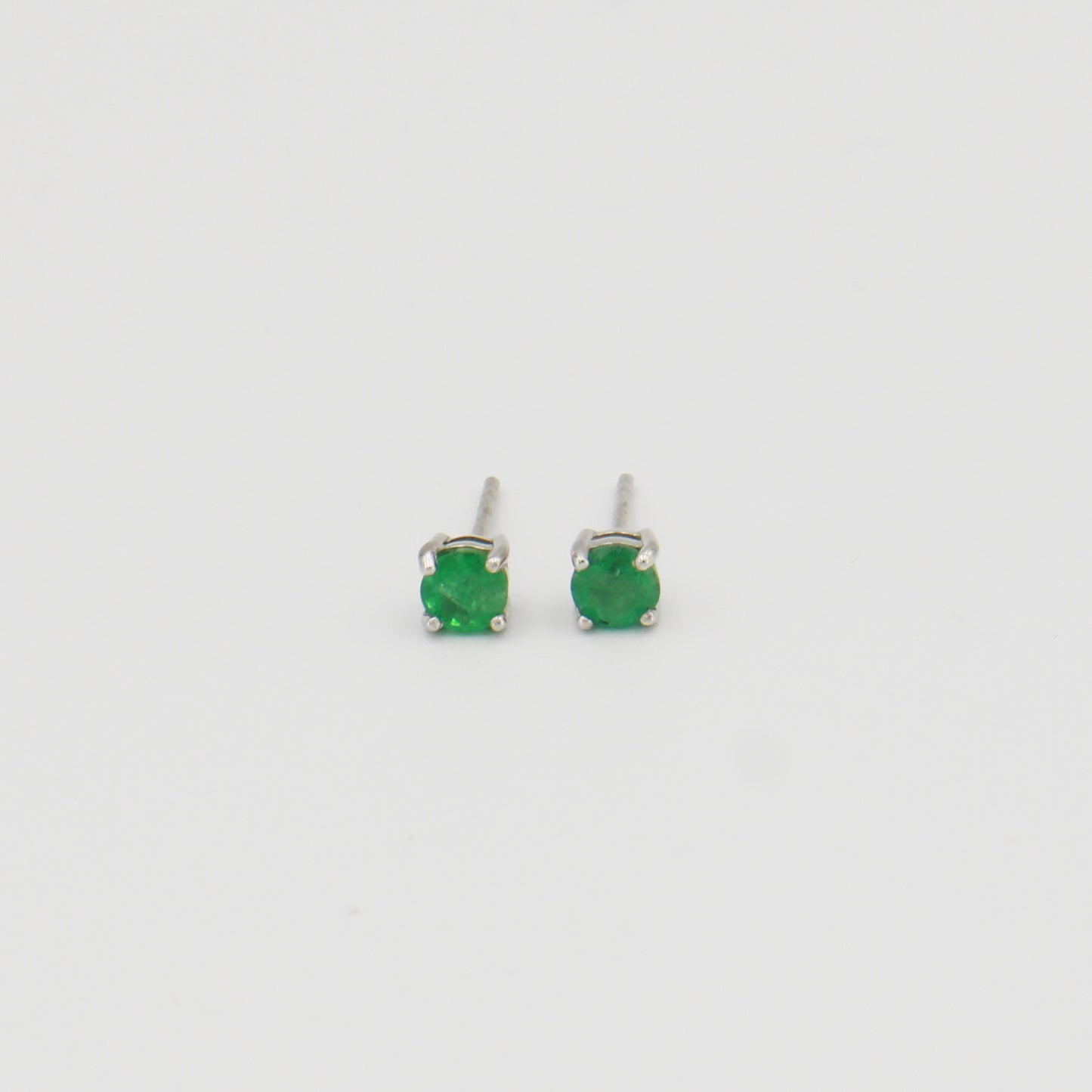 Emerald Round Prong Sterling Studs 4mm