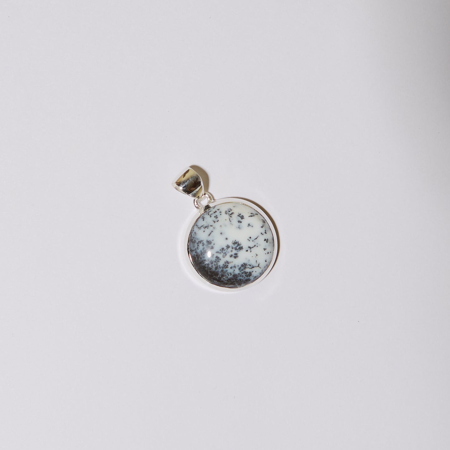 Dendritic Opal Round Sterling Pendant