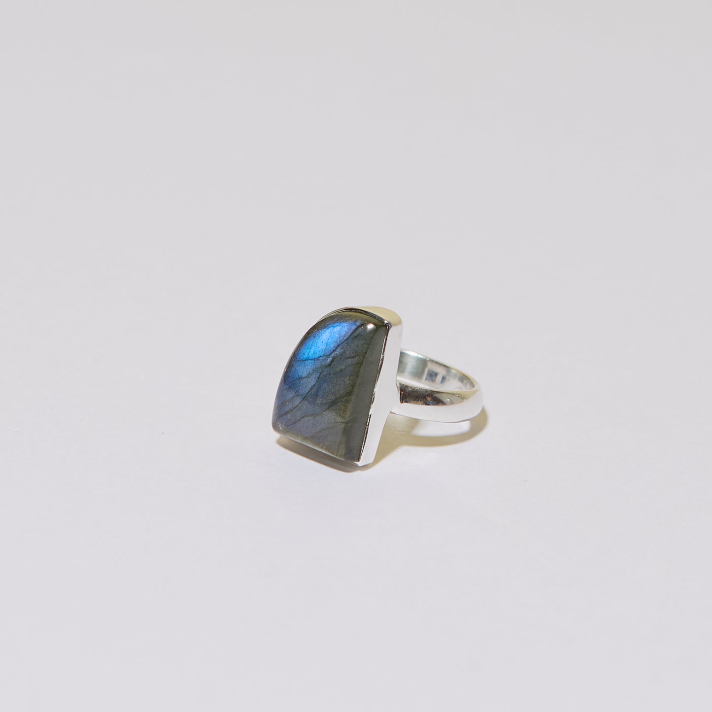 Blue Fire Labradorite Wedge Sterling Ring Sz 8 : 210000019859