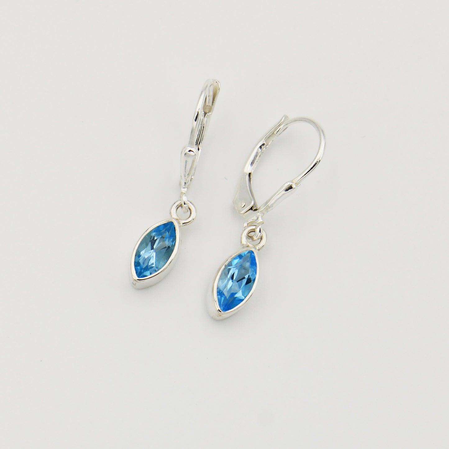 Blue Topaz Marquis Sterling Earrings