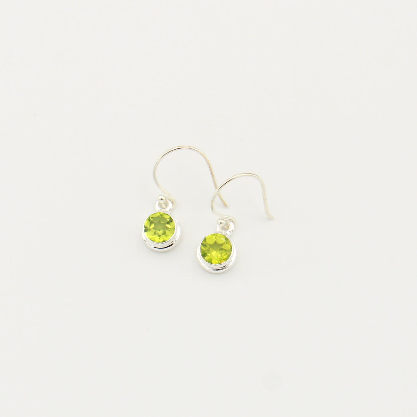 Peridot Round Bezel Sterling Earrings