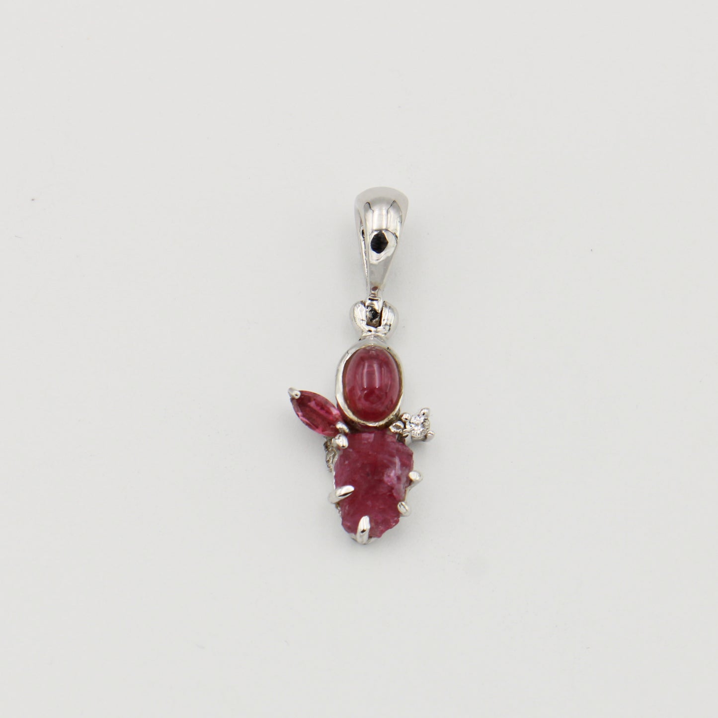 Pink Tourmaline & White Topaz Sterling Pendant RP