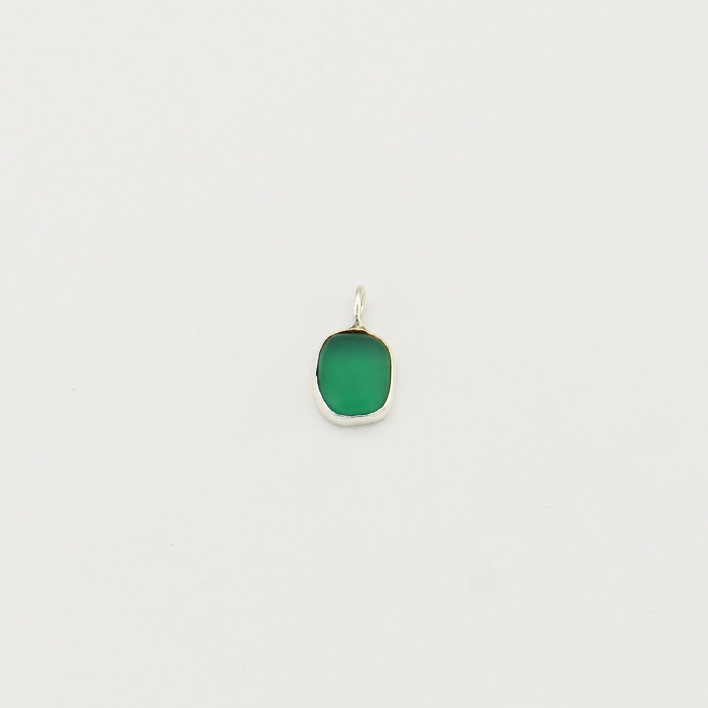 Beach Glass Sea Green Small Ovoid Sterling Pendant