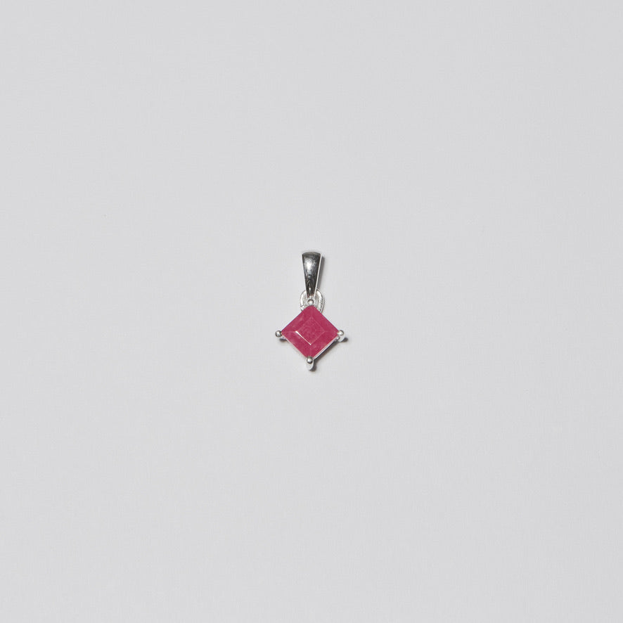 Nugent Dainty Ruby Square Sterling Pendant