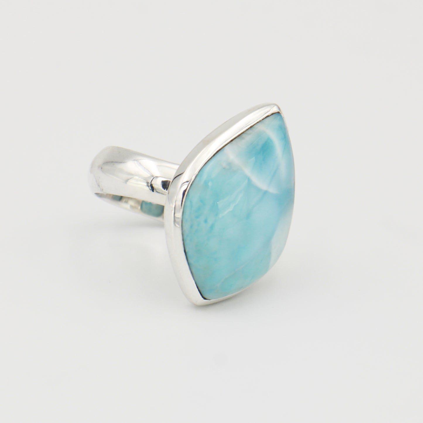 Larimar Large Pointed Teardrop Sterling Ring 9.5
