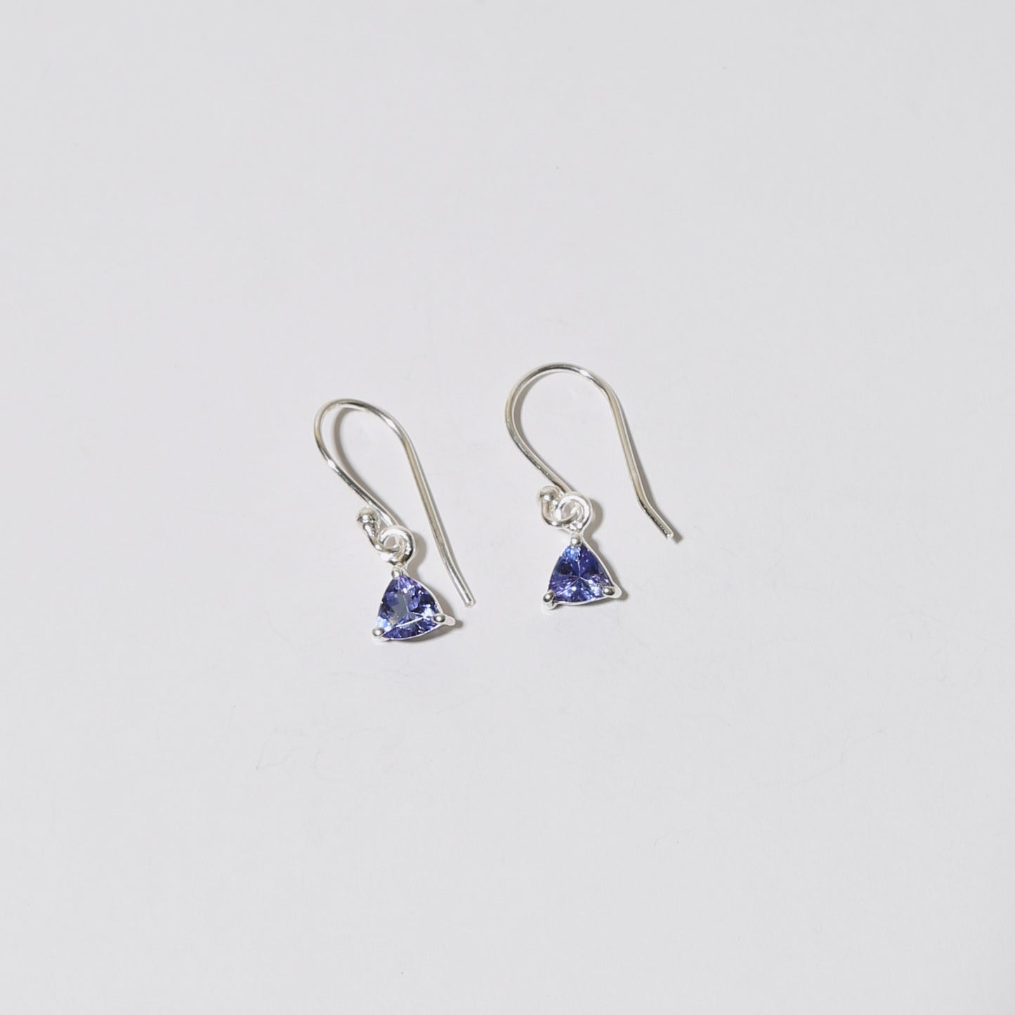 Tanzanite Dainty Trillion Sterling Earrings