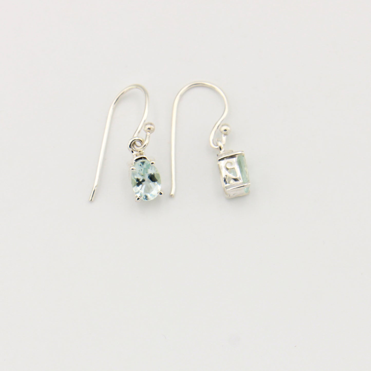 Aquamarine Dainty Oval Sterling Earrings