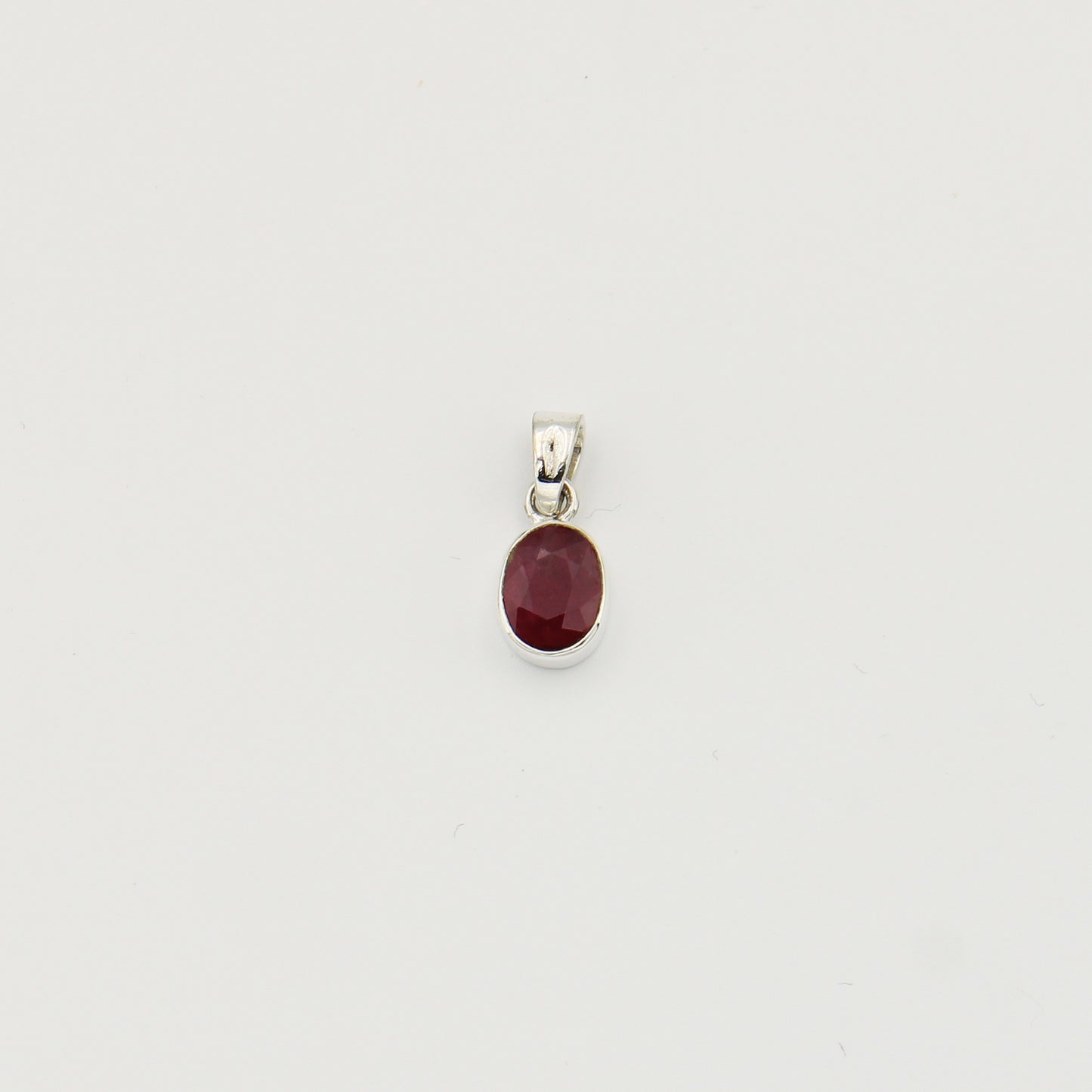 Ruby Oval Sterling Pendant