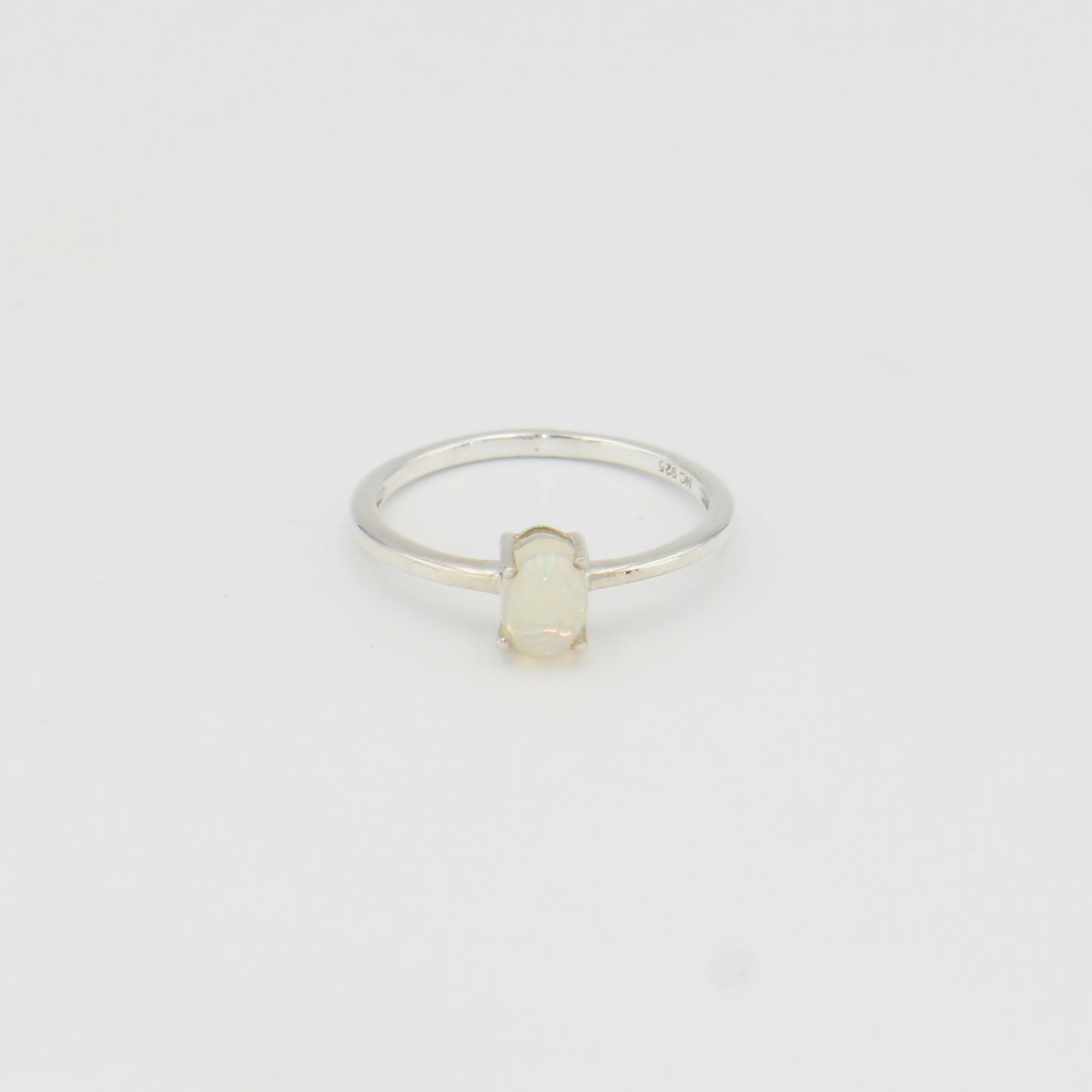 Ethiopian Opal Oval Prong Sterling Ring Sz 6 : 210000022104