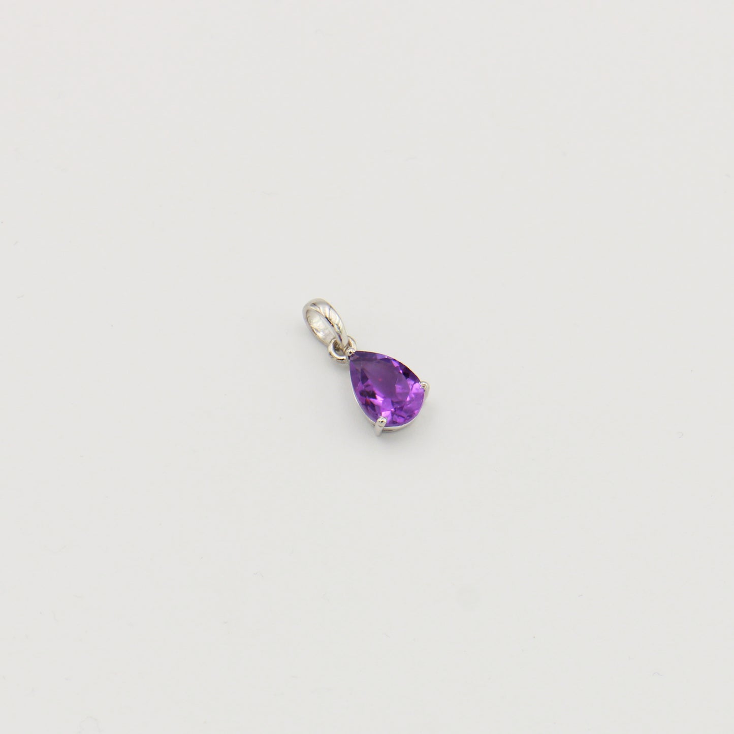Amethyst Pear Prong Sterling Pendant