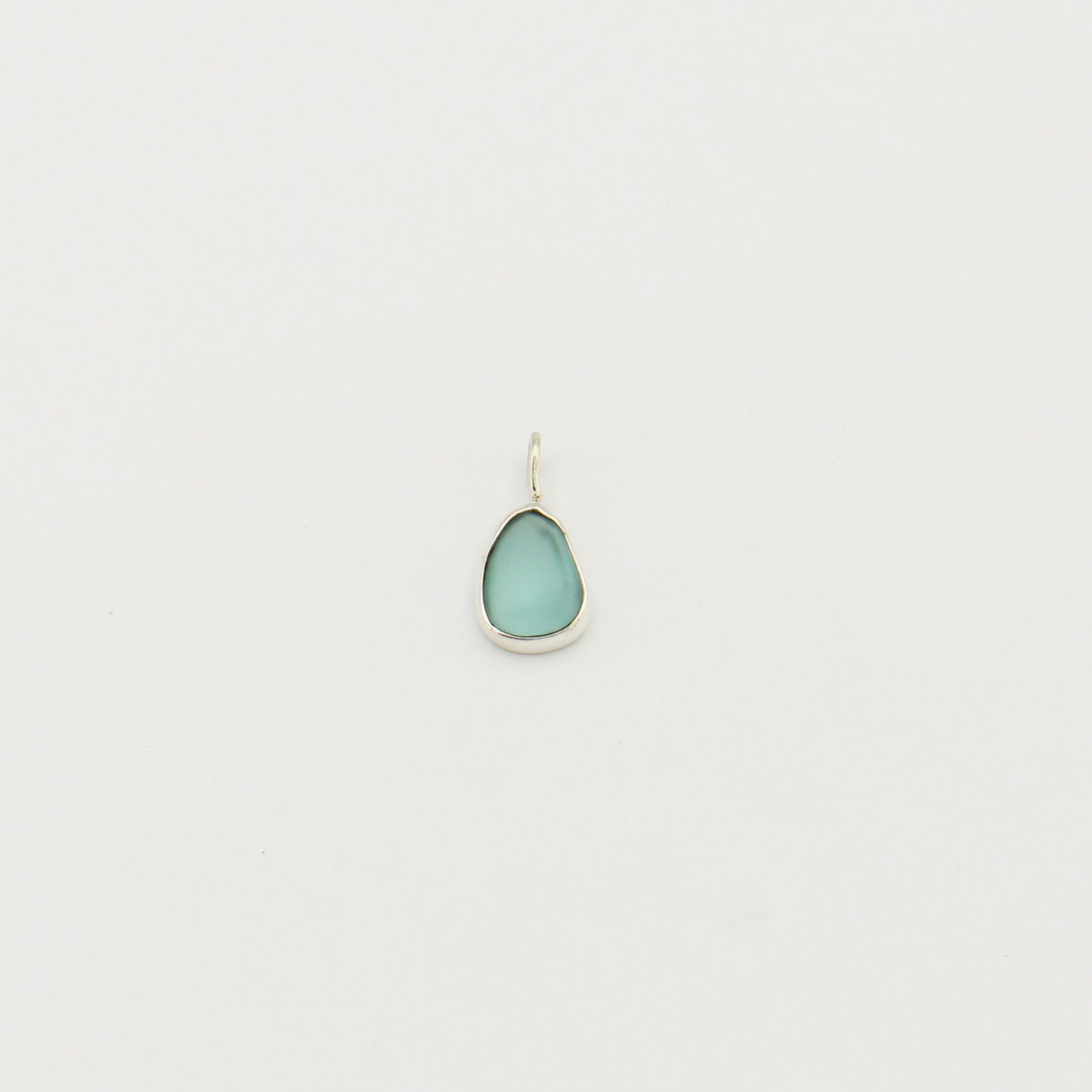 Beach Glass Ice Blue Small Pear Sterling Pendant