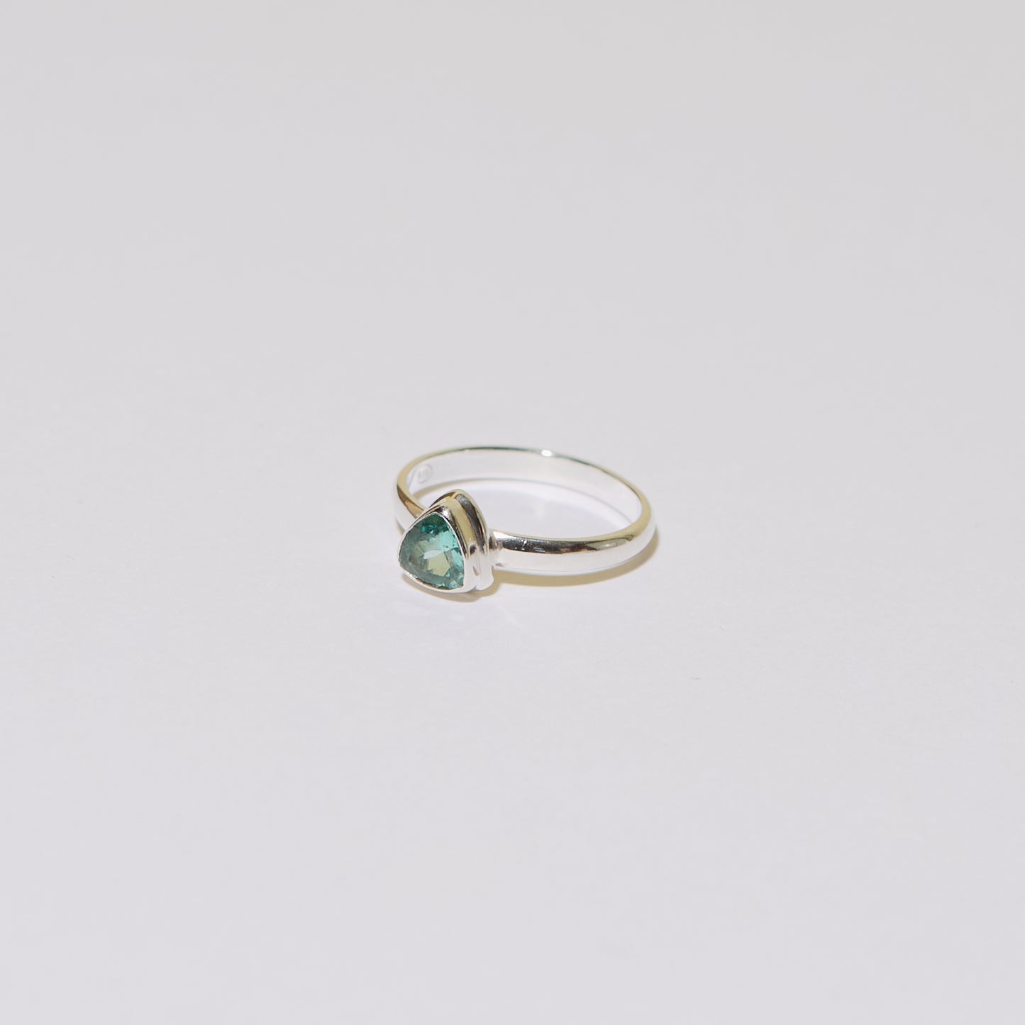 Apatite Trilliant Sterling Ring Sz 9
