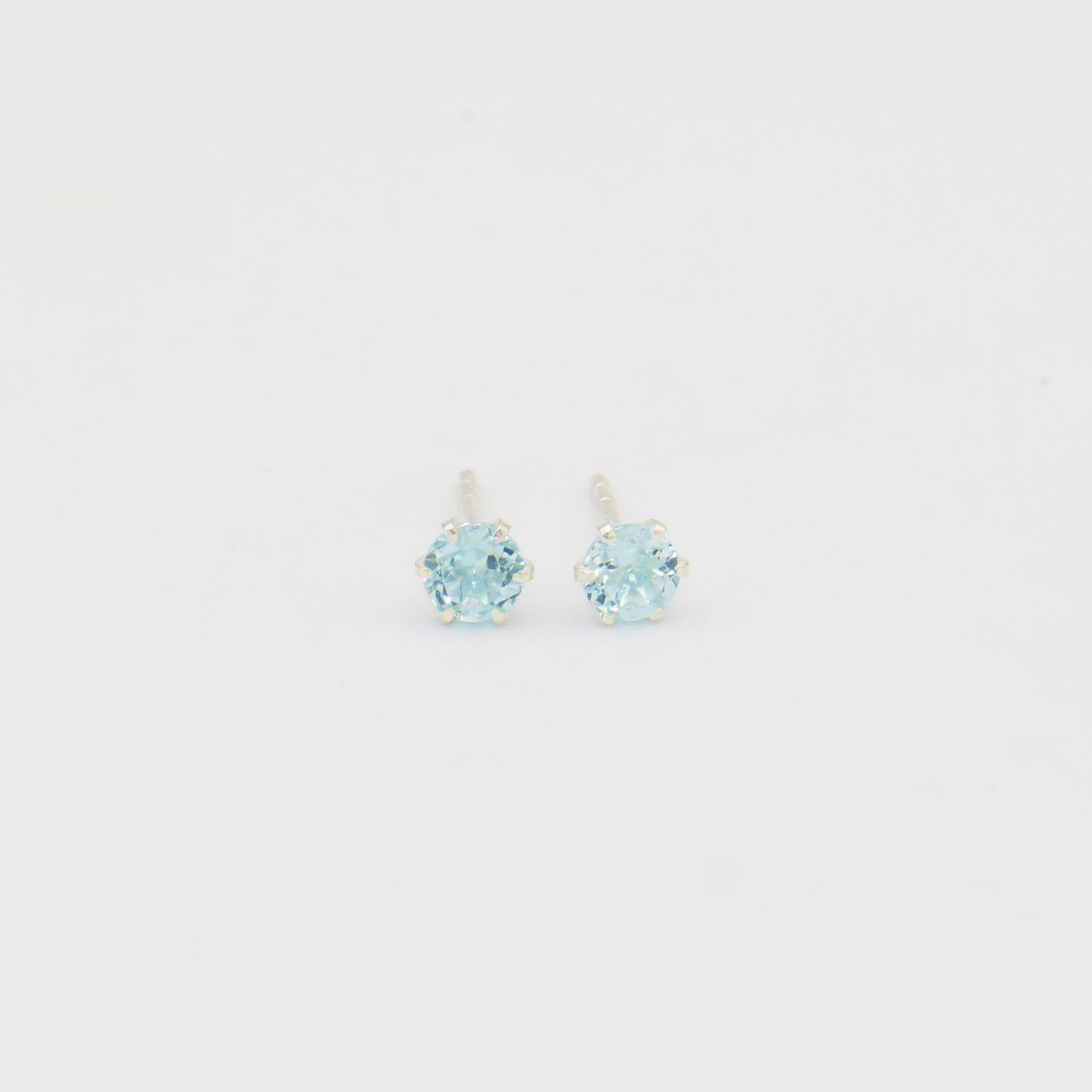 Light Blue Topaz Round Prong Sterling Studs
